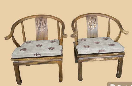 (2) Asian Style Chairs by Century Chair Company