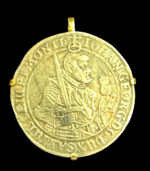 German Saxony Coin in Gold Bezel, 1632--Unmarked