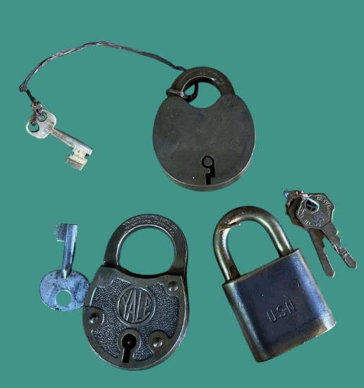 (3) Vintage Brass Locks