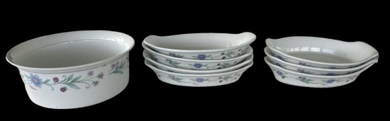 Oneida “Ava” 8” Casserole Dish (Chipped) and (7)
