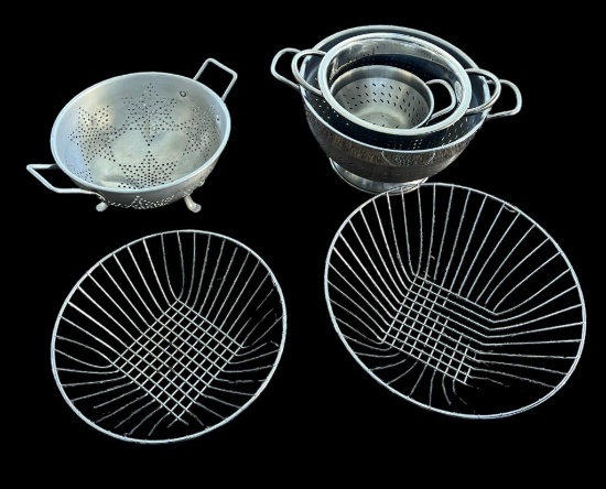 Assorted Footed Stainless Steel Colanders and (