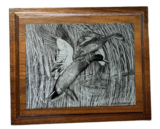 Nature Etching on Wood Frame by Charles Beckendorf