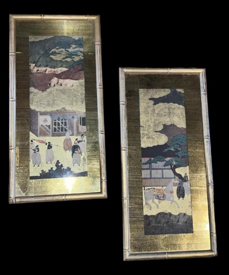 (2) Framed and Matted Oriental Silk Panels - 10