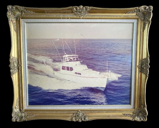Ornately Framed Boat Picture - 35" x 29"