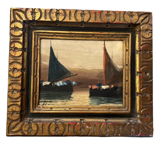 Framed Oil Painting - 16 1/4" x 4 1/4"