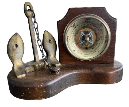Wooden and Brass Barometer