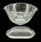 Vintage Ruffled Edge Glass Serving Bowl & Glass