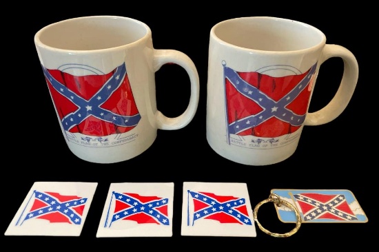 (3) Confederate Flag Magnets, (1) Keychain, (1)