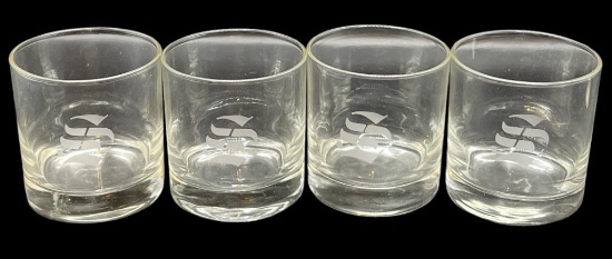 (4) Whiskey Glasses Engraved “S”