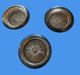 (2) Sterling and Glass Coasters and (1)