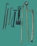 Assorted Long Handled Tools, Walking Stick,