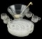 (4) Hazel Atlas Punch Cups, Punch Bowl, Brass