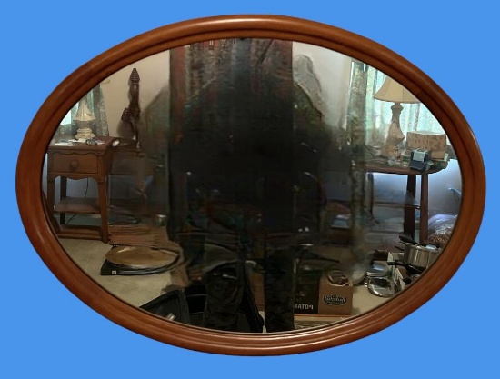 Mirror in Oval Wood Frame 23" x 24"