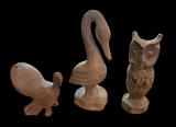 (3) Carved Wood Animal Figures