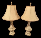 Pair of Porcelain Lamps, (1) Damaged—28” To Top