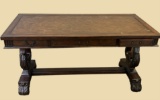 Lyre-Base 3-Drawer Desk with Leather Insert Top--60