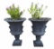 (2) Resin Footed Planters with Plants--20 1/2