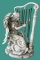Resin Angel Playing a Harp Statue - 20”, 33” H
