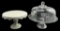 Footed Ceramic Cake Stand and Round Glass