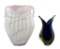 (2) Decorative Art Glass Vases: 9” x 11 1/2” H