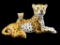 Large Porcelain Hand-Painted Cheetah and Cub