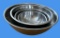 (4) Round Metal Mixing Bowls- 16” D, 13 1/2” D,