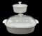 (2) Corning Ware “French White” Covered