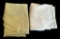 (2) Tablecloths: 90” White Round, Green Oblong