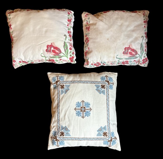 (1) Cross Stitch (Tatreez) Pillow and (2) V