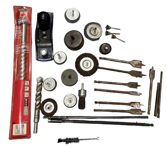 Spade Drill Bits, Wire Brushes, Hole Saws, and