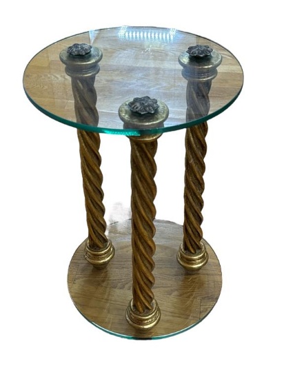 Glass Top and Base End Table - Made in Italy - 1