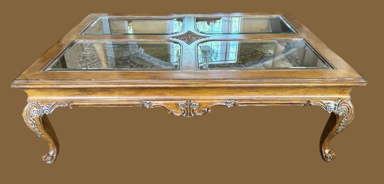 Rectangular Coffee Table with (4) Beveled Glass