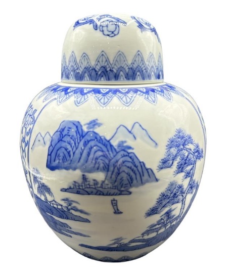 Blue and White Ginger Jar-/10 1/4" High