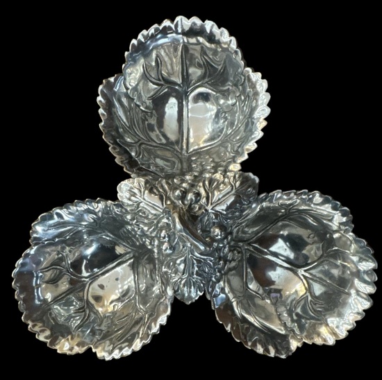 Arthur Court Triple Grape Leaf 3-Part Serving Tray