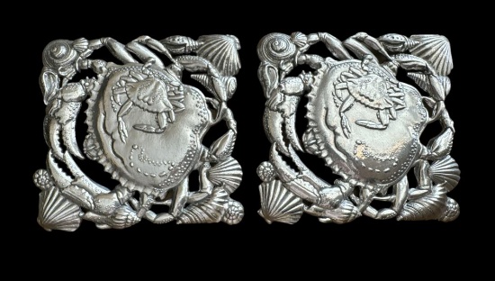 (2) Arthur Court Crab Seashell Trivets, 1997