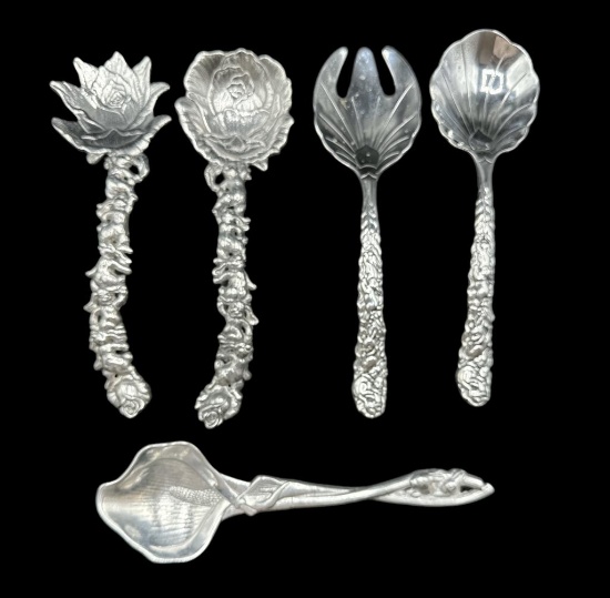 (5) Vintage Arthur Court Serving Spoons & Forks