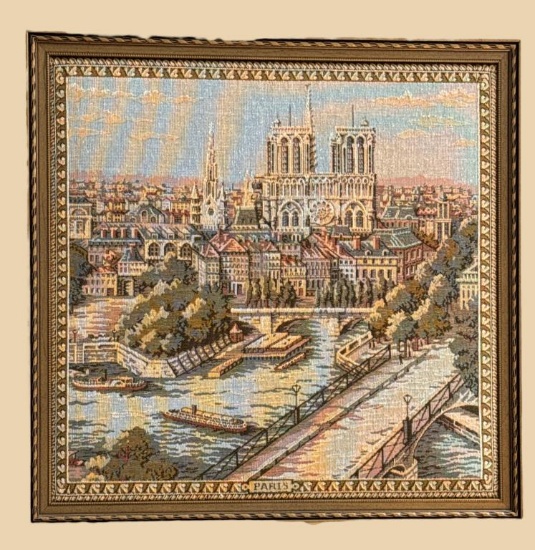 Framed Tapestry in Gold Frame--21 5/8" x 21 1/8"