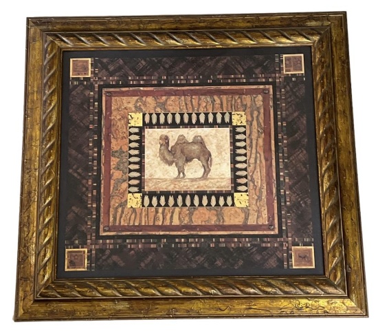 Framed Pamela Gladding Camel Print—27.25” x 26”