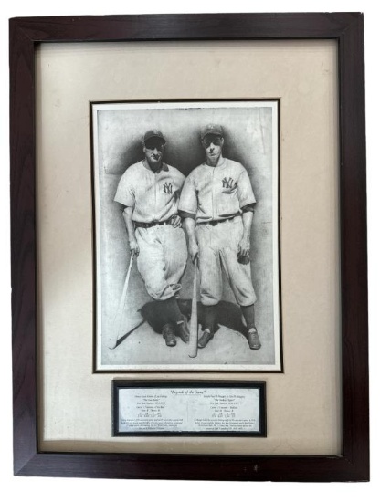 Framed and Matted Baseball Print of Lou