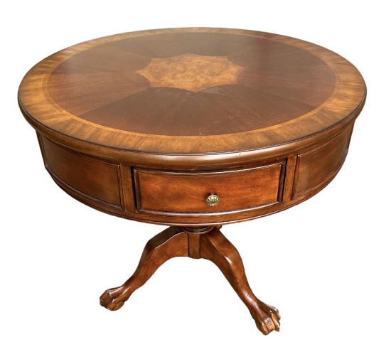 Round 4-Drawer Table with Ball & Claw Feet--