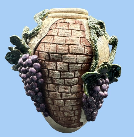 Grape Clay Art by Sara A. Barnhill, Vase--Signed
