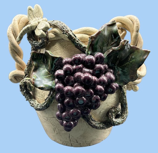 Grape Clay Art by Sara A. Barnhill, Vase, 10"