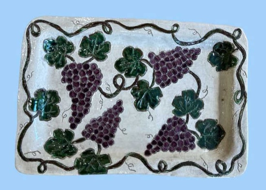 Hand Made Clay Art Rectangular Tray by Sara A.