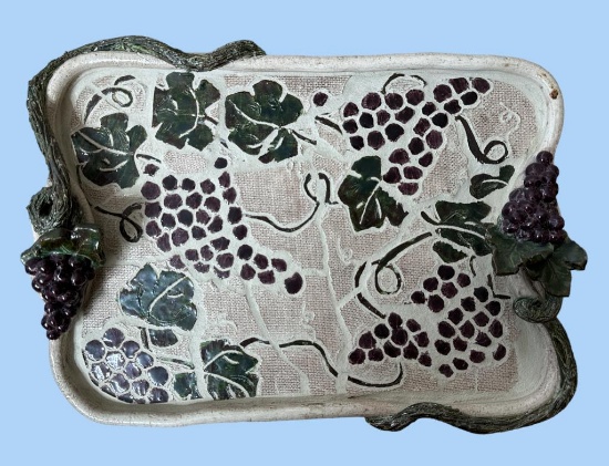 Hand Made Clay Art Rectangular Tray by Sara A.
