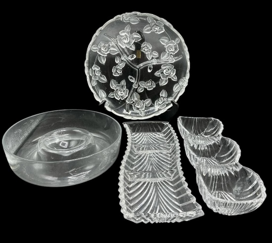 Assorted Glass & Crystal Serving Dishes:  Round