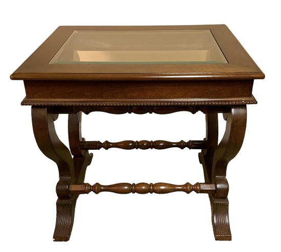 Glass Top End Table--27” x 22”, 25” H
