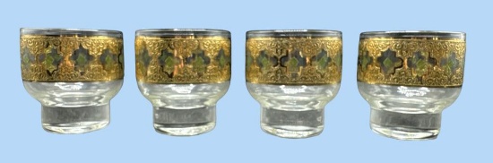 Set of (4) MCM Culver Valencia Lowball Glasses--3"