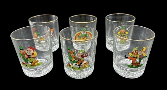 (6) Vintage Irish Rocks Glasses