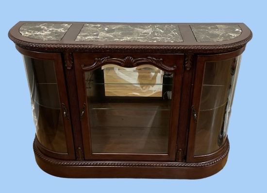 Glass Front Curio Cabinet with Granite Inserts on