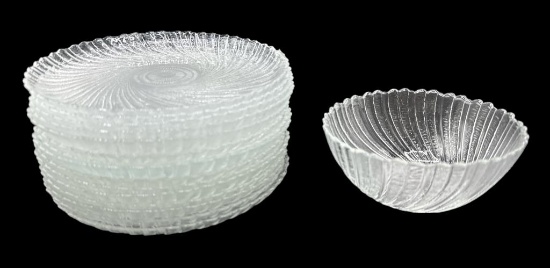 (15) Arcoroc Sea Breeze Swirl 7 1/2" Dessert